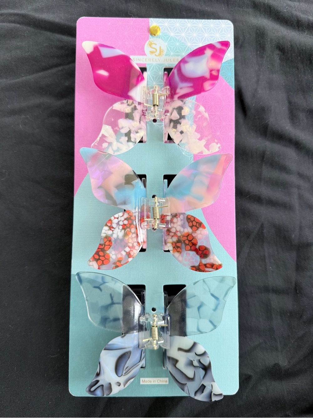 Sincerely Jules Butterfly Hair Clips - Multicolor Set of 3
